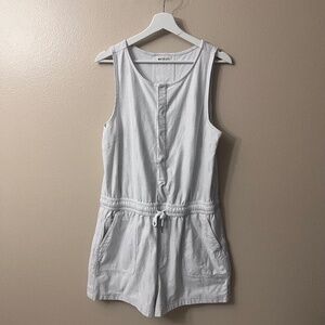 Athleta Farallon Printed Romper Spliced Magic Veil Grey/White Sleeveless Size L